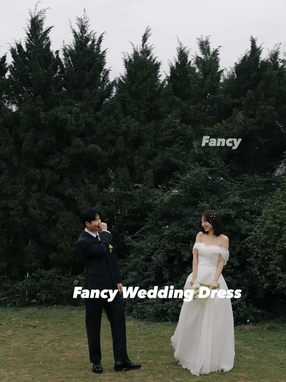 يتوهم عالية الجودة فستان الزفاف الأورجانزا ألف خط كوريا التقطت الصور ثوب الزفاف الخلفي مشد قبالة الكتف فساتين السهرة حسب الطلب