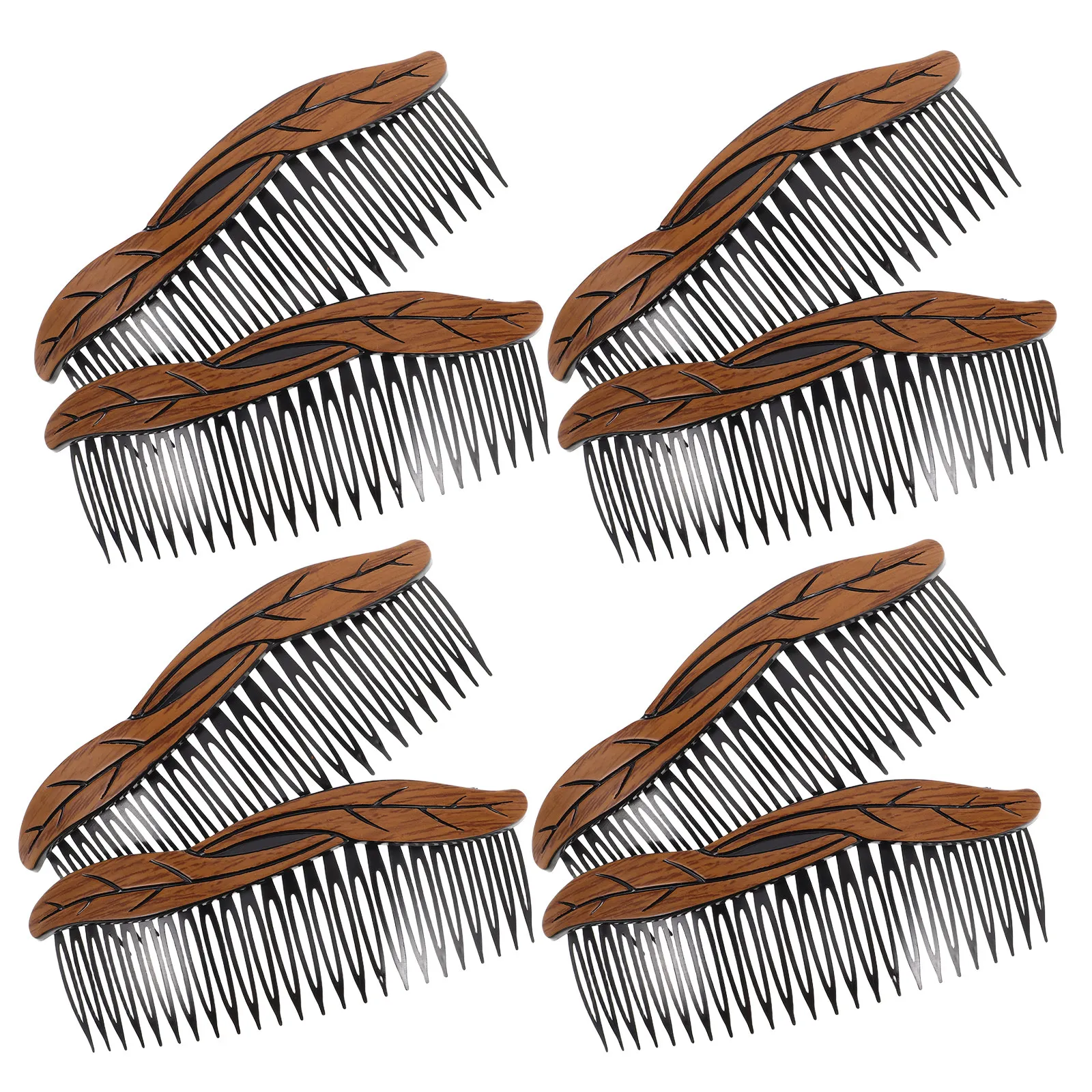 8Pcs Retro Leaf Hair Side Combs Vintage Folding Hair Comb 24 Tooth Smooth Tooth for Bangs Bun Chignon Women Styling