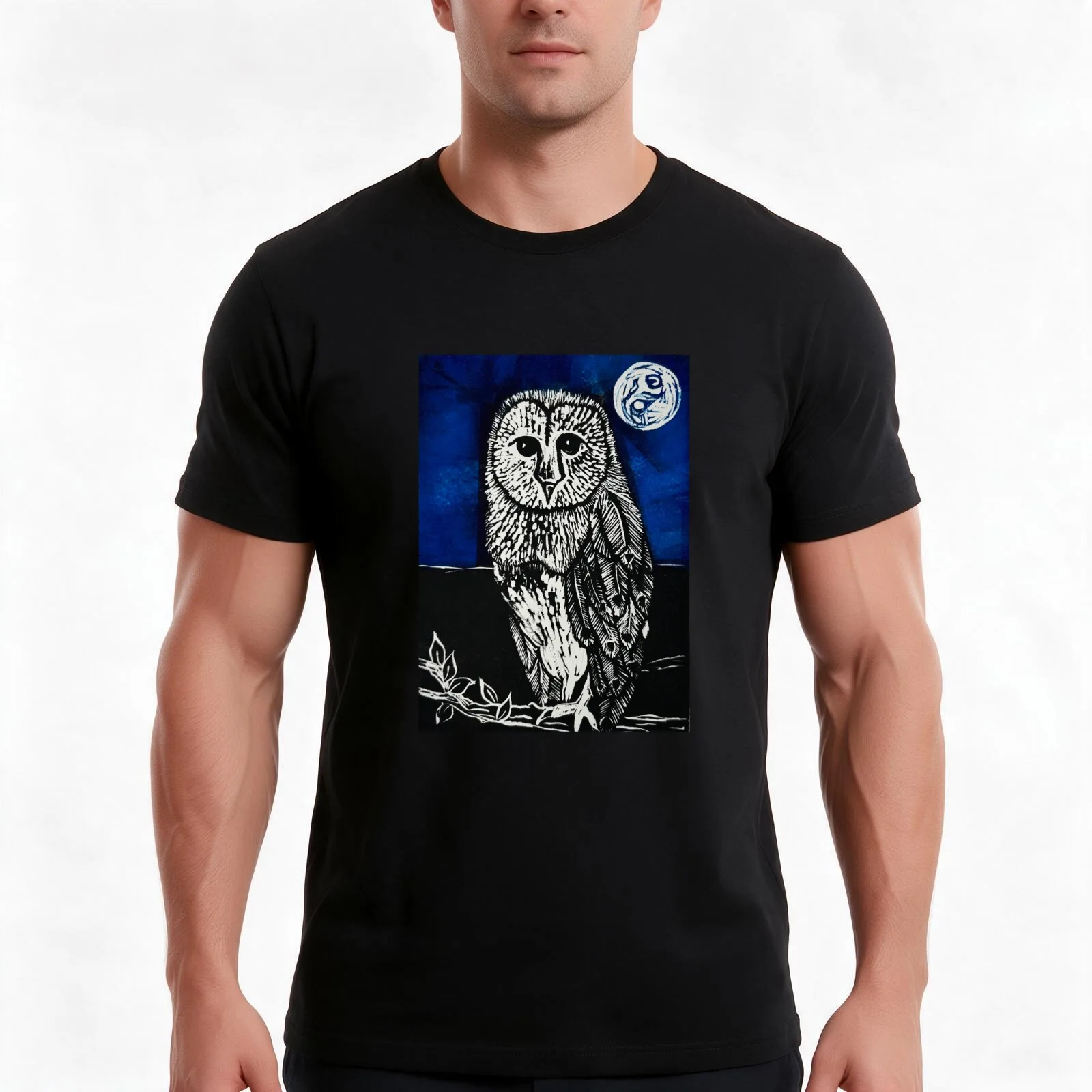 Midnight owl T-Shirt, Summer Casual Cotton Tee, Oversized Streetwear Tops, Vintage Graphic Print, Loose Fit Short Sleeve