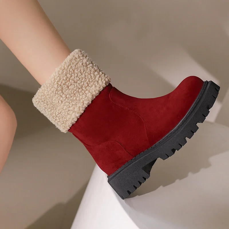 Winter Snow Boots 2024 Short Boots Warm And Comfortable Suede Women's Boots Foreign Trade Large Size 34-43 Women's Shoes