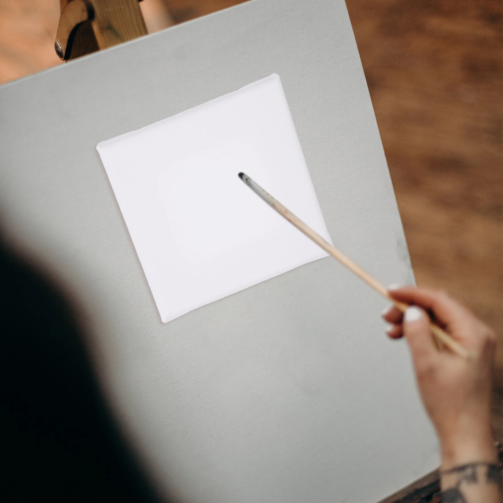 

12pcs Mini Oil Painting Frame Easel Canvas Boards Set Blank Wood Art DIY Portable Tools Beginner Hobbies Acrylic Square Shape