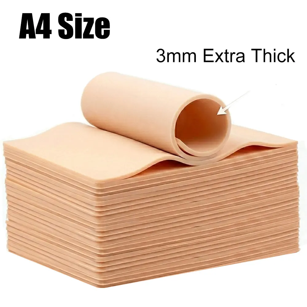 A4 Size Tattoo Practice Skin 3/1mm Double Side Silicone Permanent Makeup Eyebrow Synthetic Leather Training Fake Skin Accessory