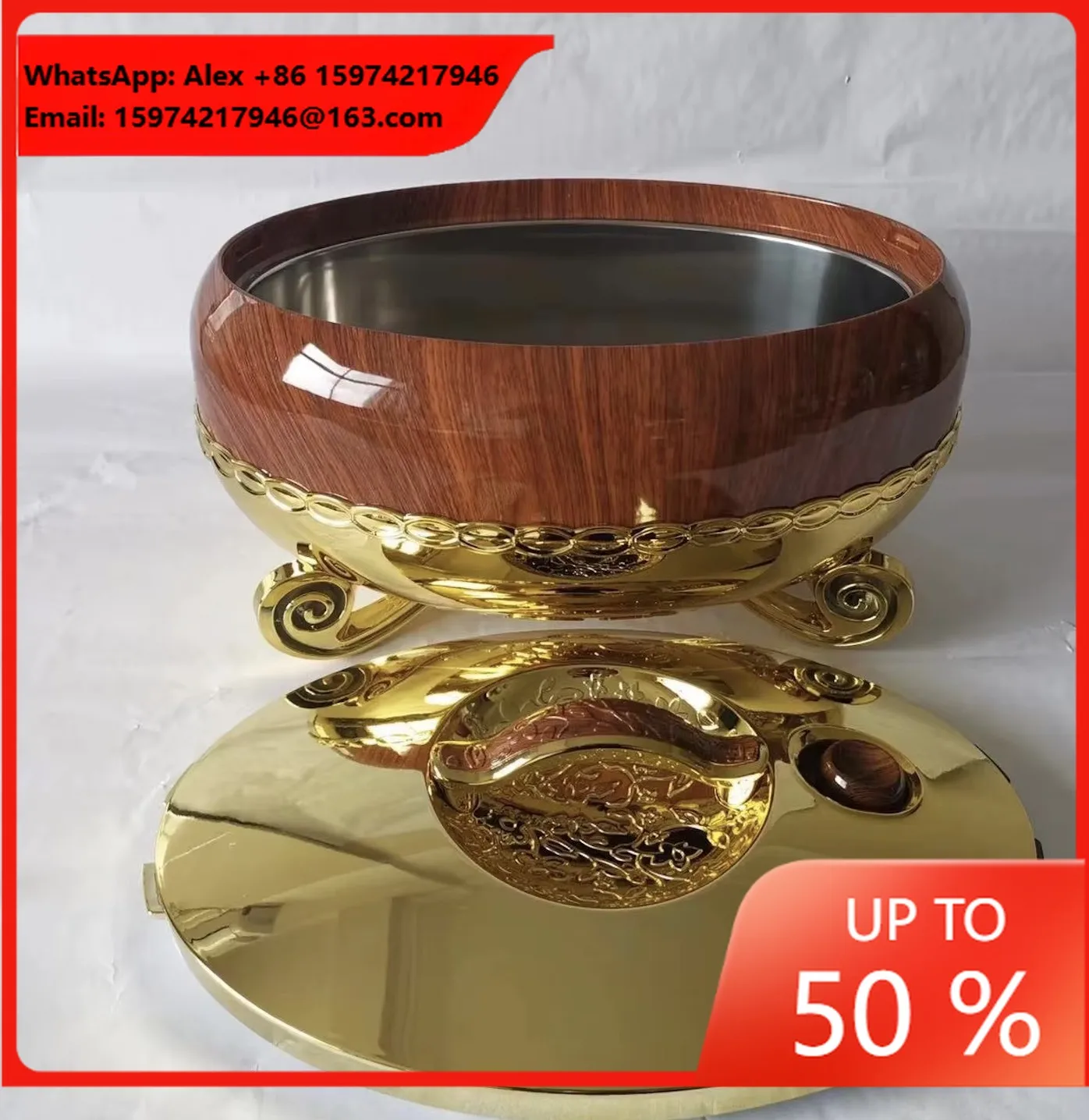 Professional Catering Food Warmer Set 3Pcs 4L 5L 6L Stainless Steel Insulated Hotpot Luxury Arabic Style Wholesale Buffet Dish