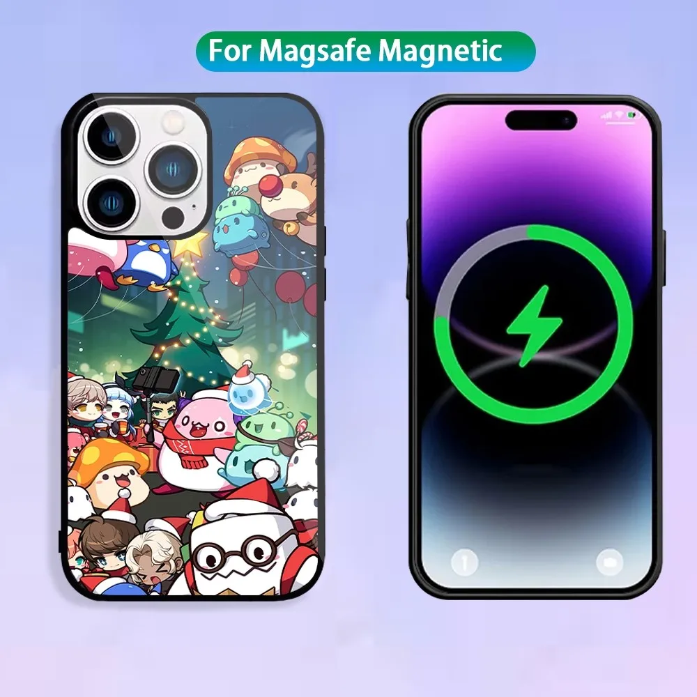 M-Maplestory Game Phone Case For Magnetic Inductive Charging iPhone 15 14 13 11 12 Max Plus Pro Mini Shell