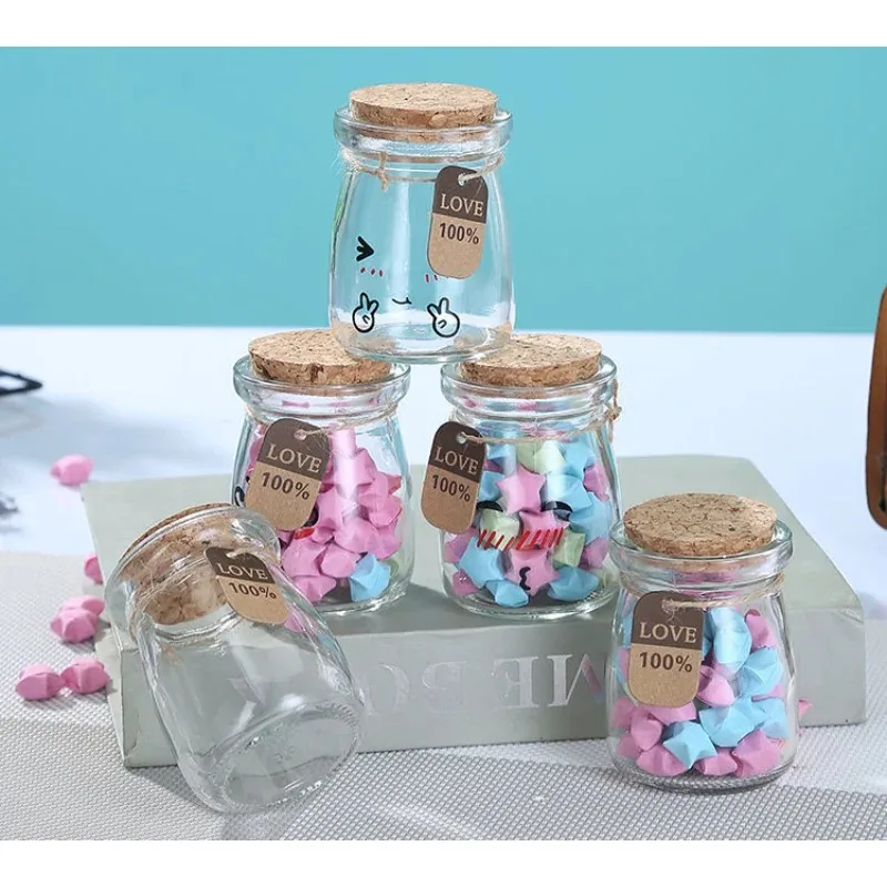 New 100ml Yogurt Pudding Jars Mini Wishing Glass Bottles Cork Crafts Tiny Empty Jar Cork Stopper Transparent Souvenir Container