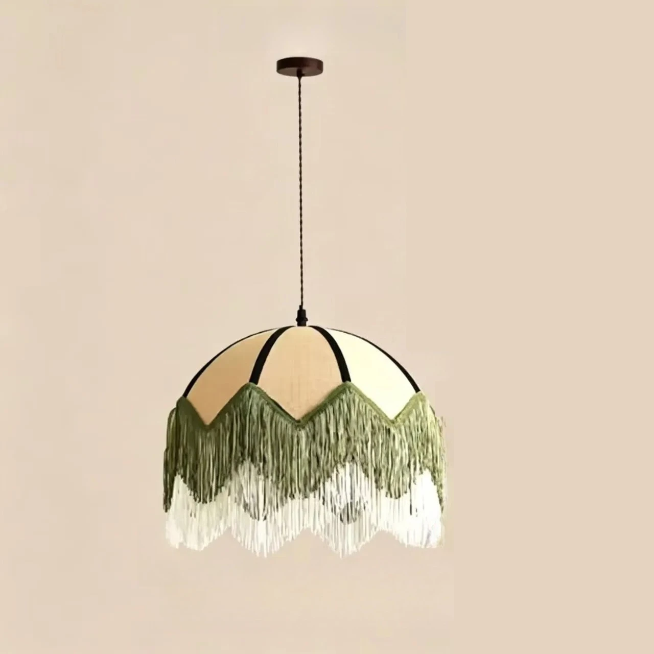 Vintage Nordic Pendant Light Round Velvet Fabric Hanging Lamp Art Home Decoration LED Chandelier for Living Dining Room Cafe Bar