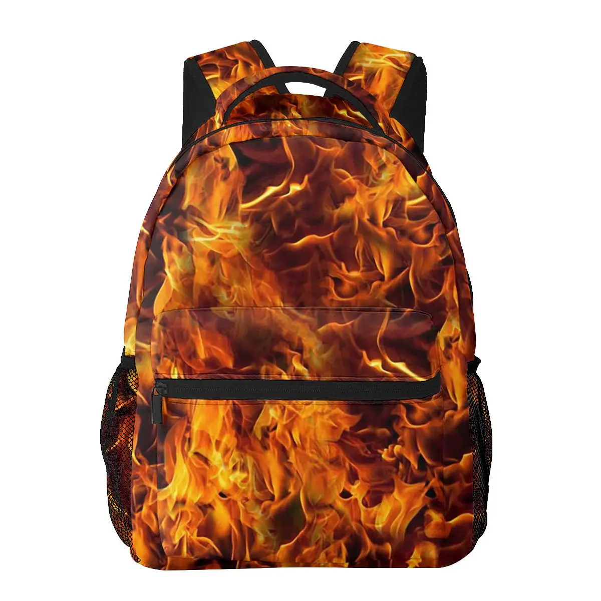 Fire And Flames Pattern Backpacks Boys Girls Bookbag Students School Bags Cartoon Travel Rucksack Shoulder Bag Large Capacity