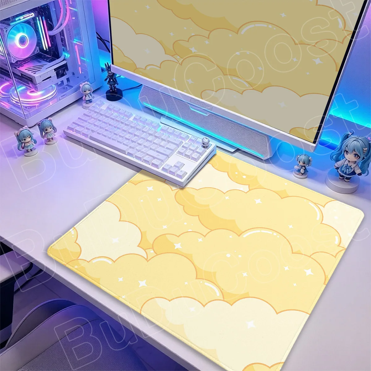 Minimalism Cartoon Table Protector Mat HD Print Pc Gaming Small Rug Yellow Cloud Home Company Durable Laptops Keyboard Mouse Pad