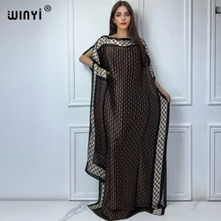 WINYI african clothing abaya women muslim dress Crew Neck classic boho print Kaftan Dress, Elegant Maxi Length Dress beach dress