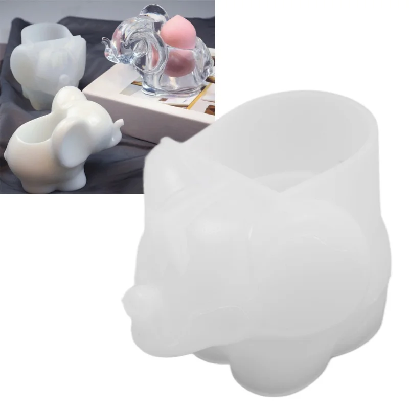Stampo in silicone flessibile per scatola di immagazzinaggio a forma di elefante per realizzare decorazioni artigianali