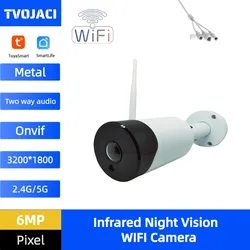 Tuya 6MP Obiettivo Fisheye Telecamera bullet esterna 2.4ghz 5ghz Impermeabile Onvif Conversazione bidirezionale Panoramica Ultra 180 gradi WIF Telecamera IP