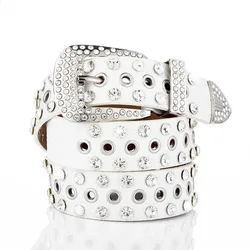 Wholesale of Korean Version Fashionable Girl Denim Belt with Diamond Inlaid Water Diamond Belt for Women's Decoration
