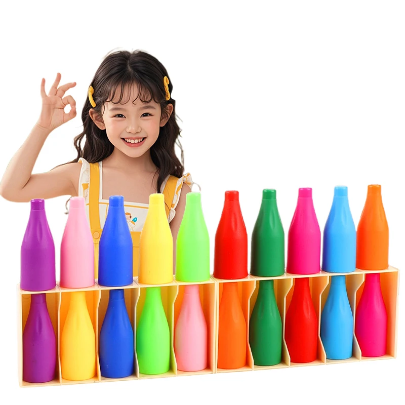 Children's Fun Beverages Color Match Toys 10/20bottles + Base,Early Childhood Guessing Memory Training Interactive Puzzle