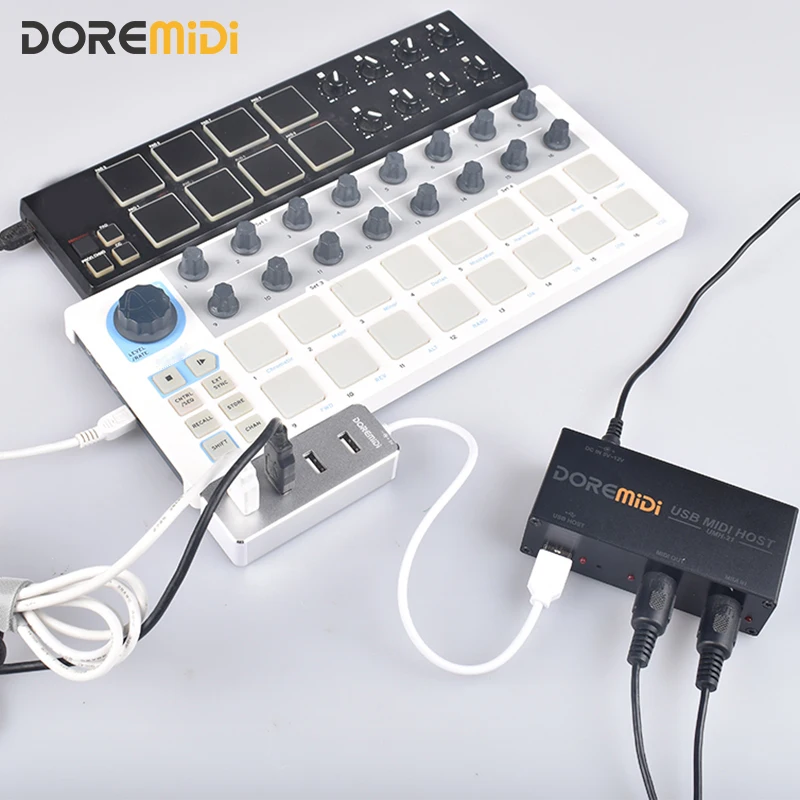 DOREMiDi High-Speed USB MIDI Host Box MIDI Host USB To MIDI Converter UMH-21 and USB HUB 2.0 Hi-Speed 4 USB Ports Hub