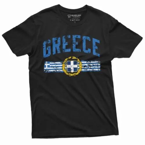 Mens Green T-shirt Greek Flag Coat of Arms Patriotic Tee Hellenic Republic shirt