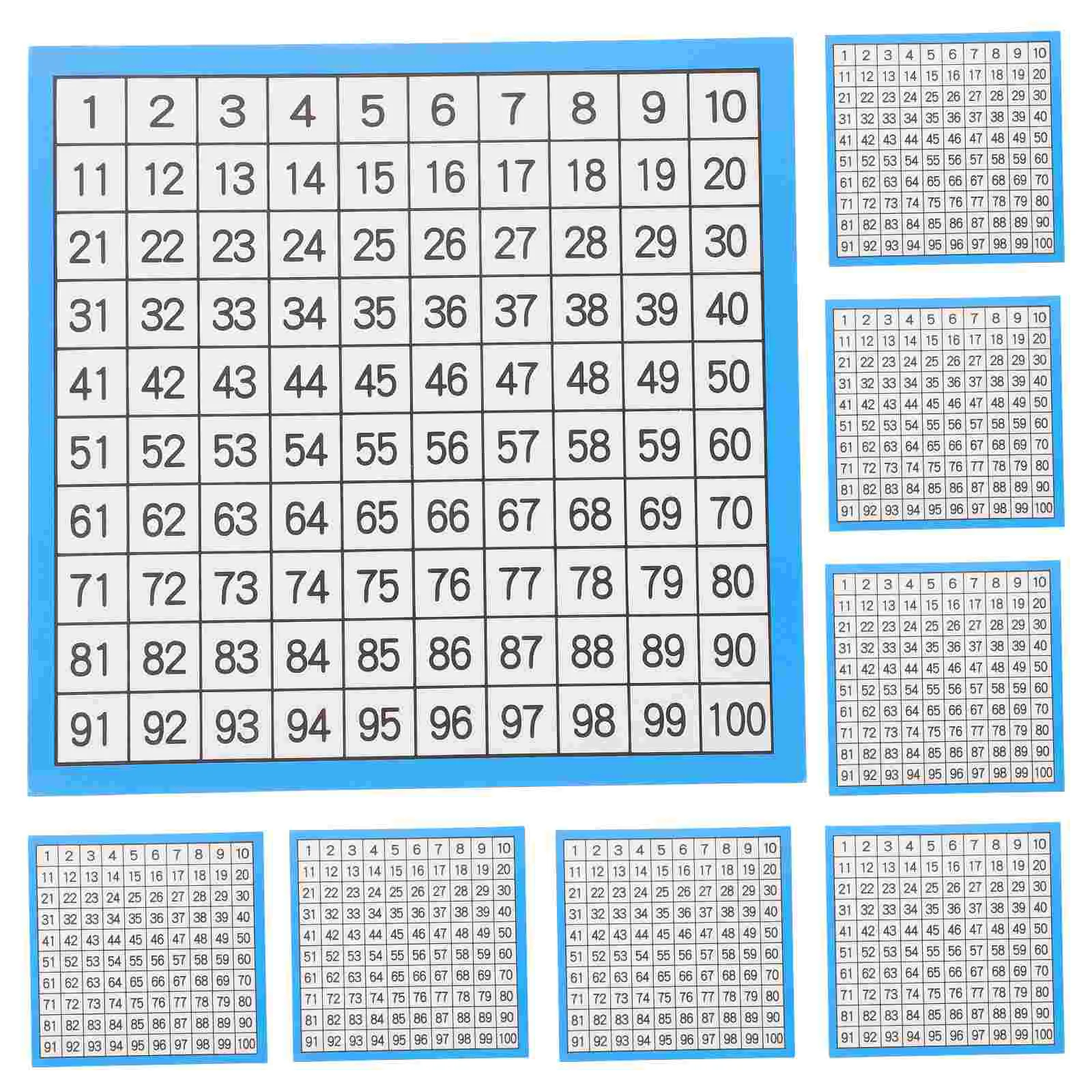 10 Sheets Board Number Chart 1-100 for Kids Educational Supplies Kindergarten Math Paper