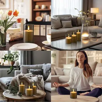 LED無焰蠟燭,帶遙控定時器,逼真閃爍火焰,壓克力材質,電池供電,適用於聖誕節婚禮裝飾 10 最佳銷售 閃爍火焰效果電池燈 - №1