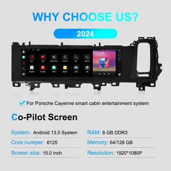 AUTONTL 15palcový Android Co-Pilot displej pro Pordche Cayenne 2024 dotykový displej multimediální Carplay přehrávač headuint autopříslušenství 8 nejlepší prodej dotyková obrazovka s Androidem 15 palců - №2