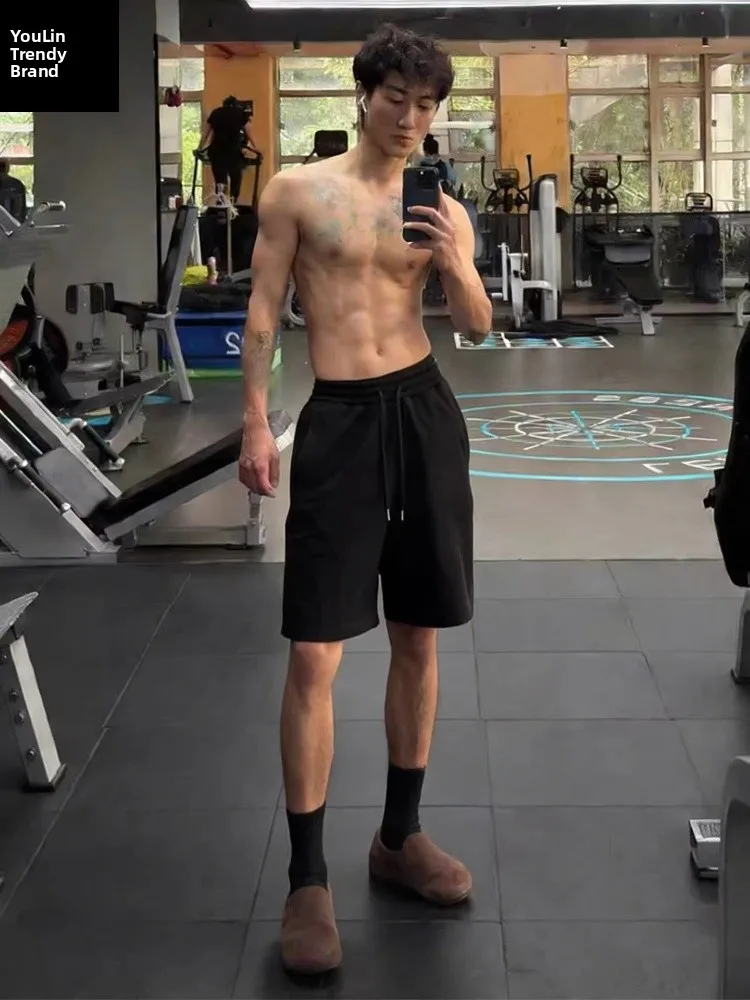 

Мужские летние спортивные брюки Bla American Sle Qui Dry для бега и фитнеса, повседневные тренировочные брюки средней длины