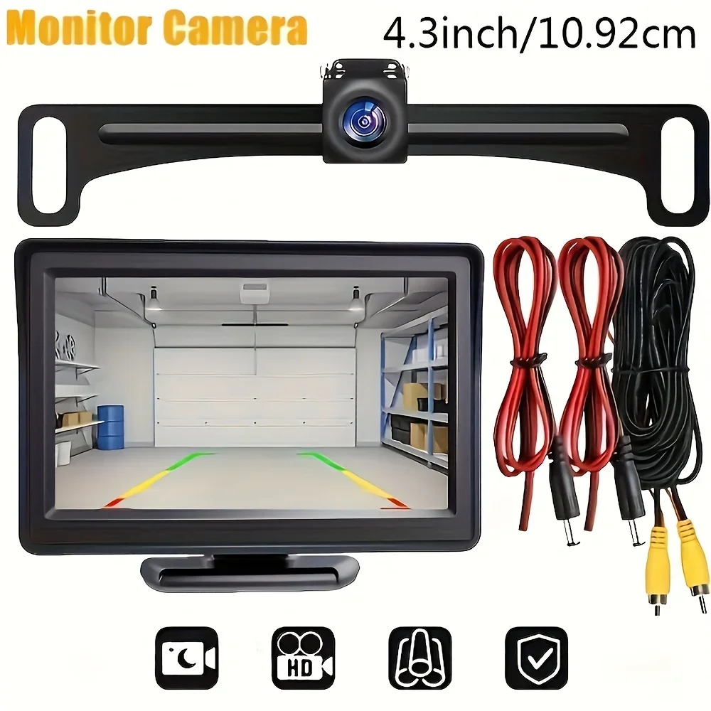 

Car Rear View Camera Kit 4.3 inch Monitor with License Plate Camera Backup Reverse Camera for Car SUV Pickup Vehicles