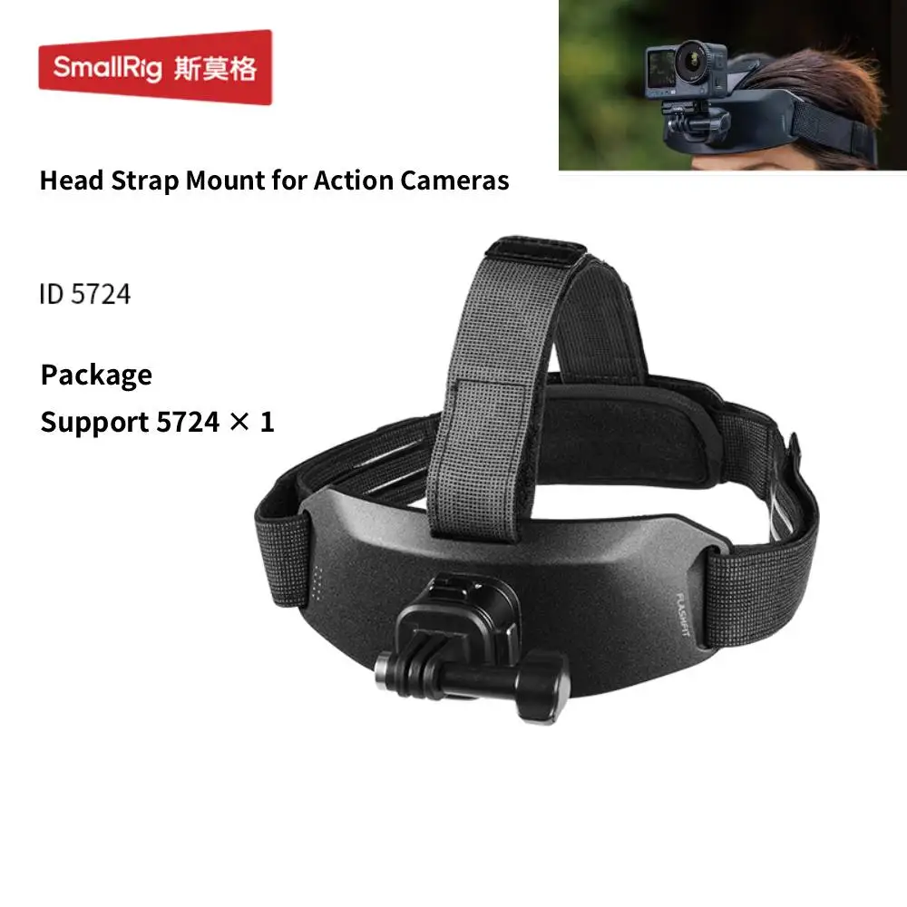 SmallRig klittenband rugzakriembevestiging voor action camera's, outdoor vlog POV-opnames met balhoofd 180 ° Panorama 5721