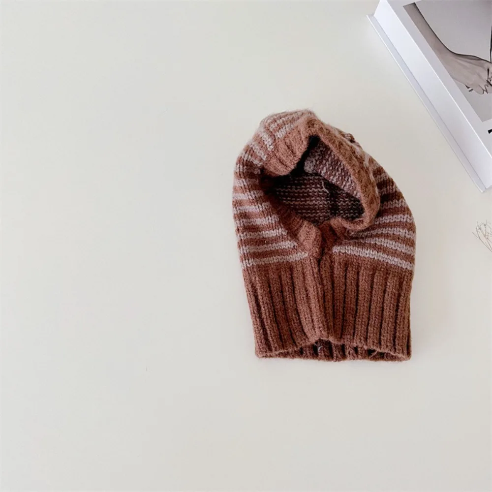 

Полосатый дизайн, зимний детский шарф, вязаный материал, стиль с капюшоном, вязаные шапки для защиты ушей, форма Балаклавы, защита ушей