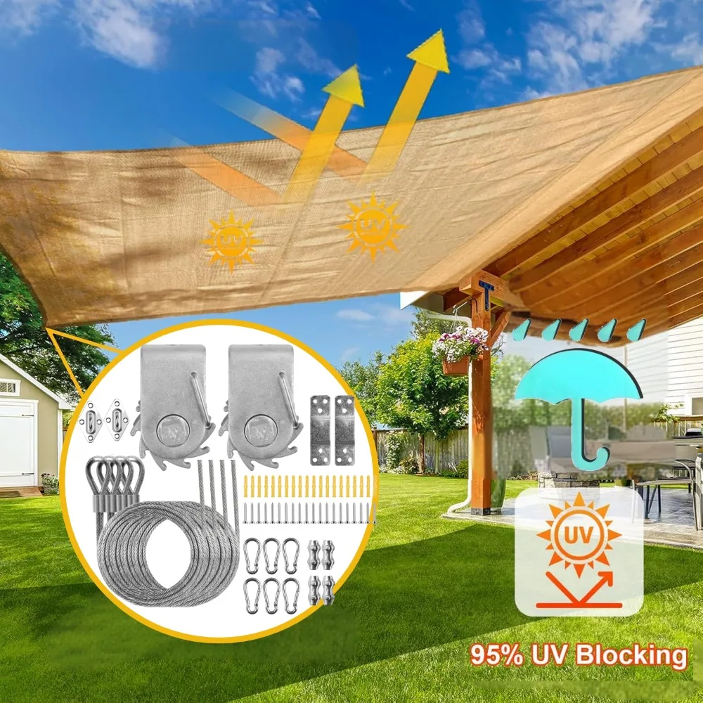 

Водонепроницаемый солнцезащитный козырек, парусный навес с комплектами крепления оборудования из 60 шт., прямоугольный УФ-блок, тент для патио, солнцезащитный козырек, садовая беседка