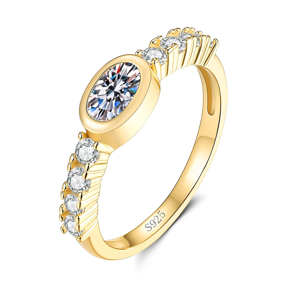 D Color 4 * 6MM Moissanite Ring S925 Sterling Silver Wedding Rings for Woman Birthday Anniversary Party High-End Jewelry Gift
