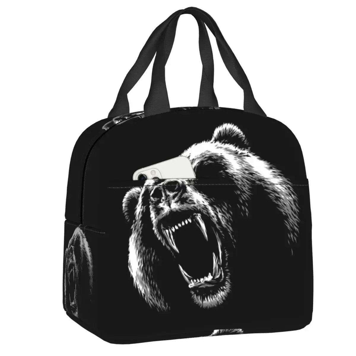 

Angry Black Bear Insulated Lunch Bag Leakproof Warm Cooler Thermal Lunch Box for Women Kids School Children Food Tote Bags