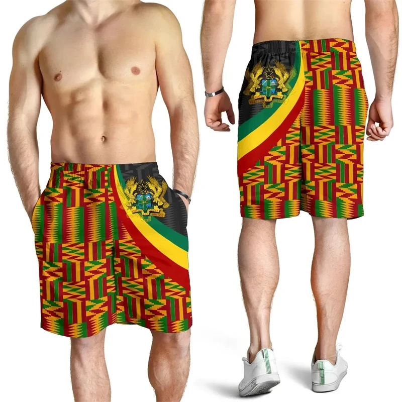 Ghana Flag Map 3D Print Short Pants For Men Clothes Casual Hawaiian Beach Shorts Surfing Boy Trunks GHA National Emblem Trousers