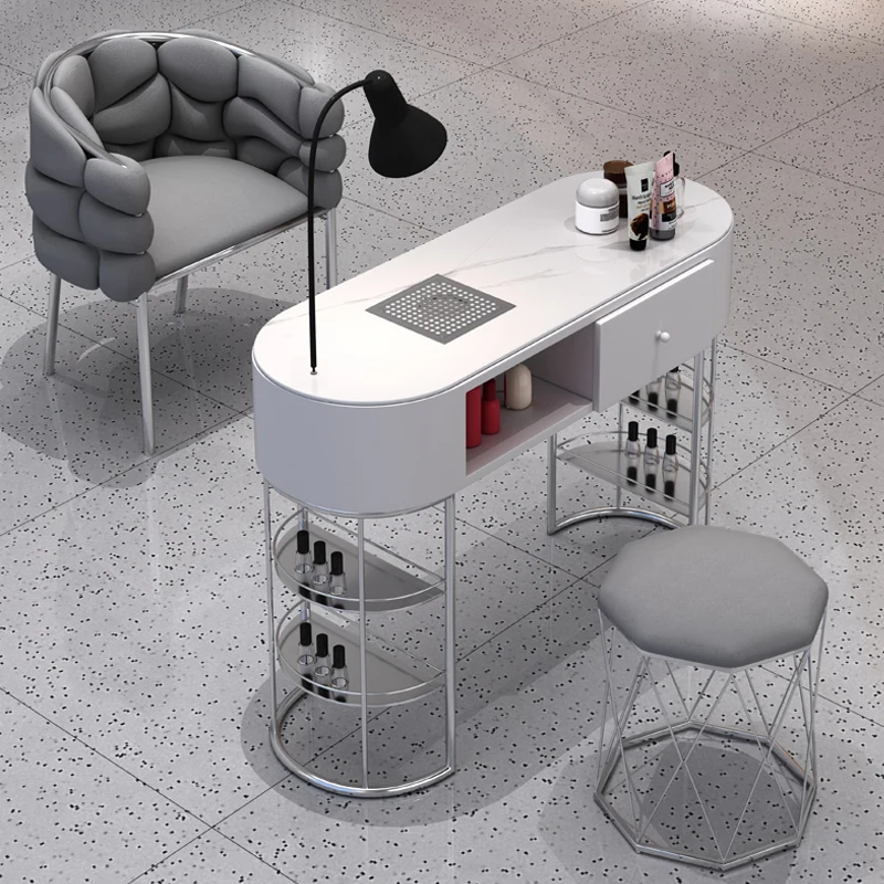 Mesa de manicura de diseño de uñas, mostrador de recepción, Mesa de manicura de oficina, Mesa de técnico, muebles de salón de Manicura YN50MT