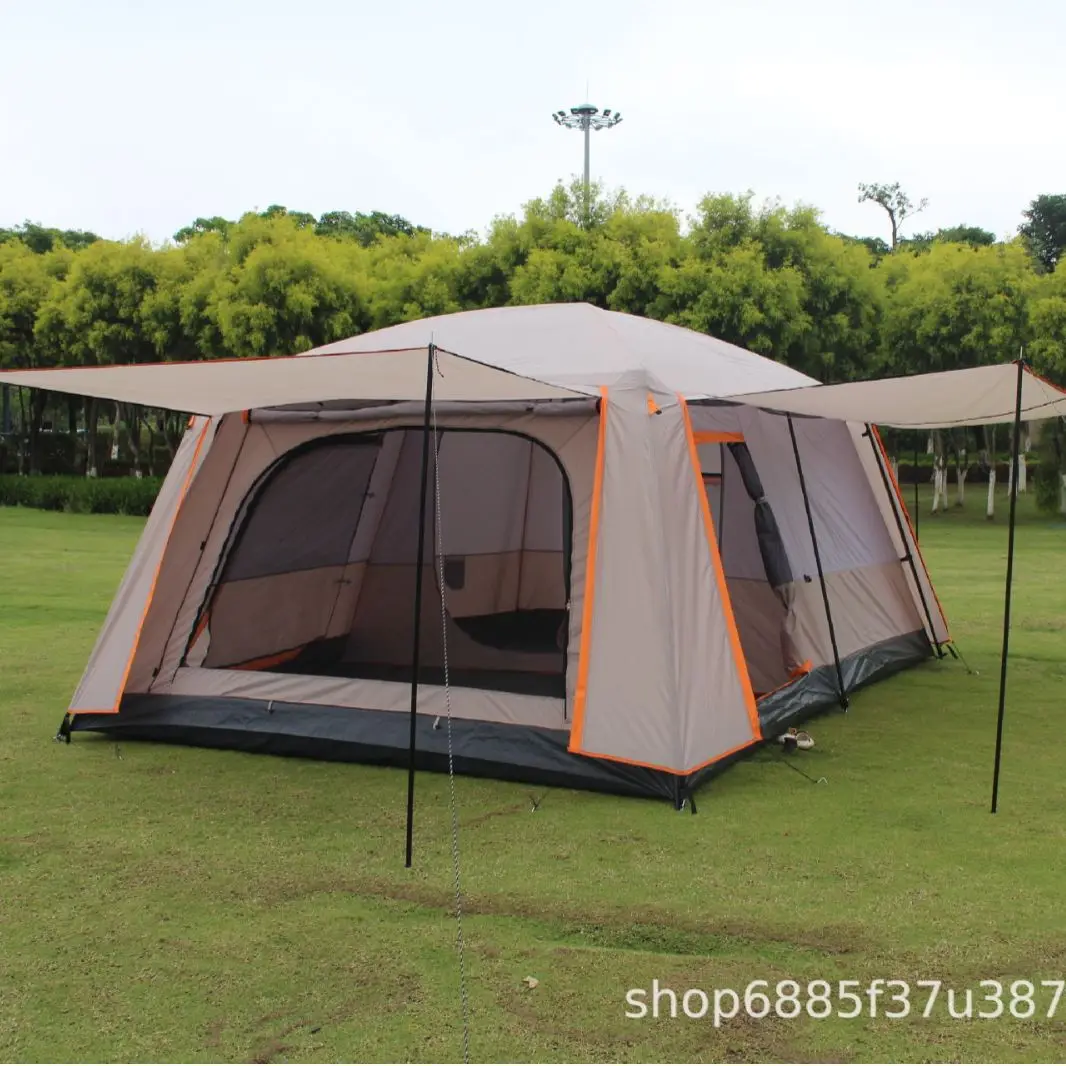 Two Rooms and One Hall Rainstorm Camping Tent 3-6-12 People Camping Picnic Shading Big Tent All Inclusive