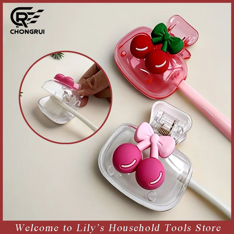 Portable Toothbrush Holder Ins Cherry Pattern Toothbrush Head Dust Cover Outdoor Travel Tooth Protector for Luggage Storage