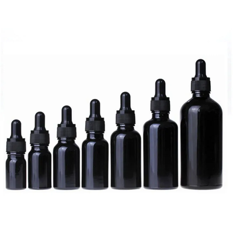 100 5 30ML Dropper Bottles Reagent Eye Black Glass Aromatherapy Liquid Pipette Perfume Container Essential Oil Refillable Bottle