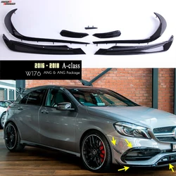 W176 ABS  Front Lip Spoiler Splitters Canards For Benz A Class A200 A250 A45 AMG 2016-2018 Car Styling Bumper Trims Decoration