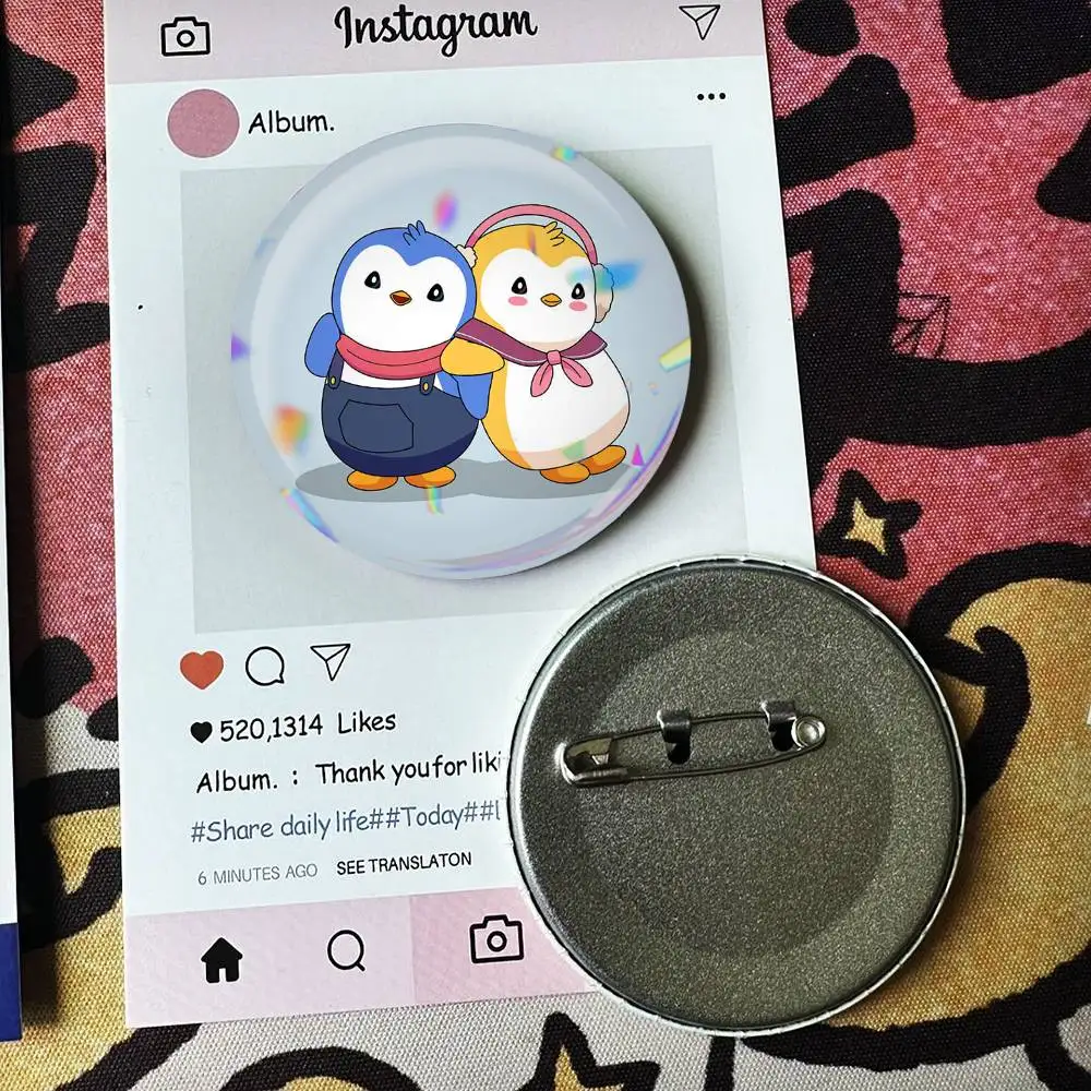 P-Pudgy Penguin CUTE   Laser Badge Applicable For Backpack Clothes Hats Decor Creative Accessories