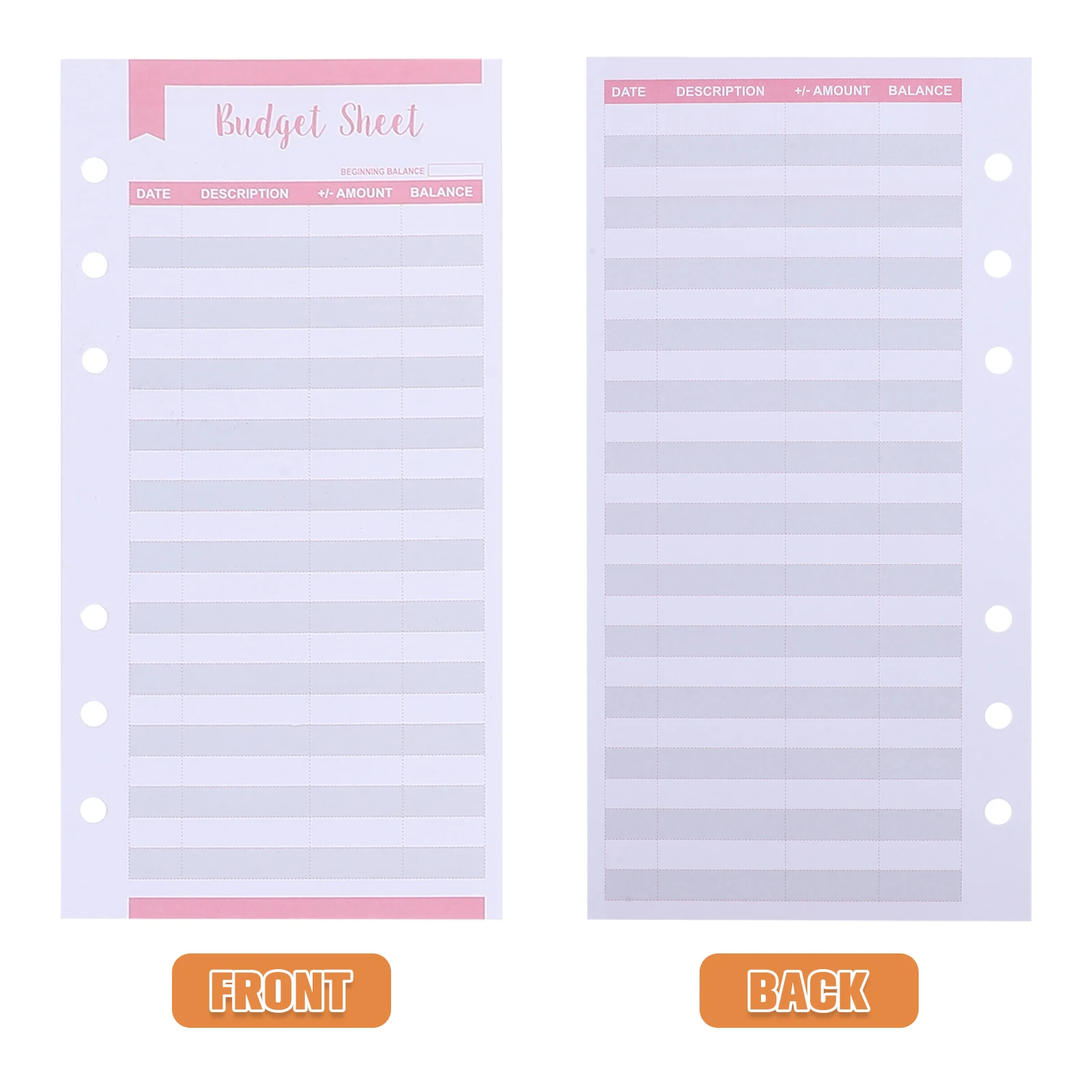 40pcs Double Offset Paper Inserts for Budget Planner Cards Portable Monthly Finance Tracker Home Office Supplies