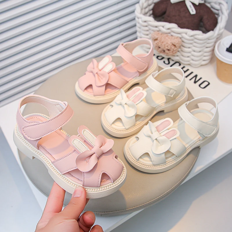 

2025 New Girls Sandals Leaves Fashion Kids Shoes Korean Style Children Causal Shoes Simple Platform Hook & Loop Breatheable PU