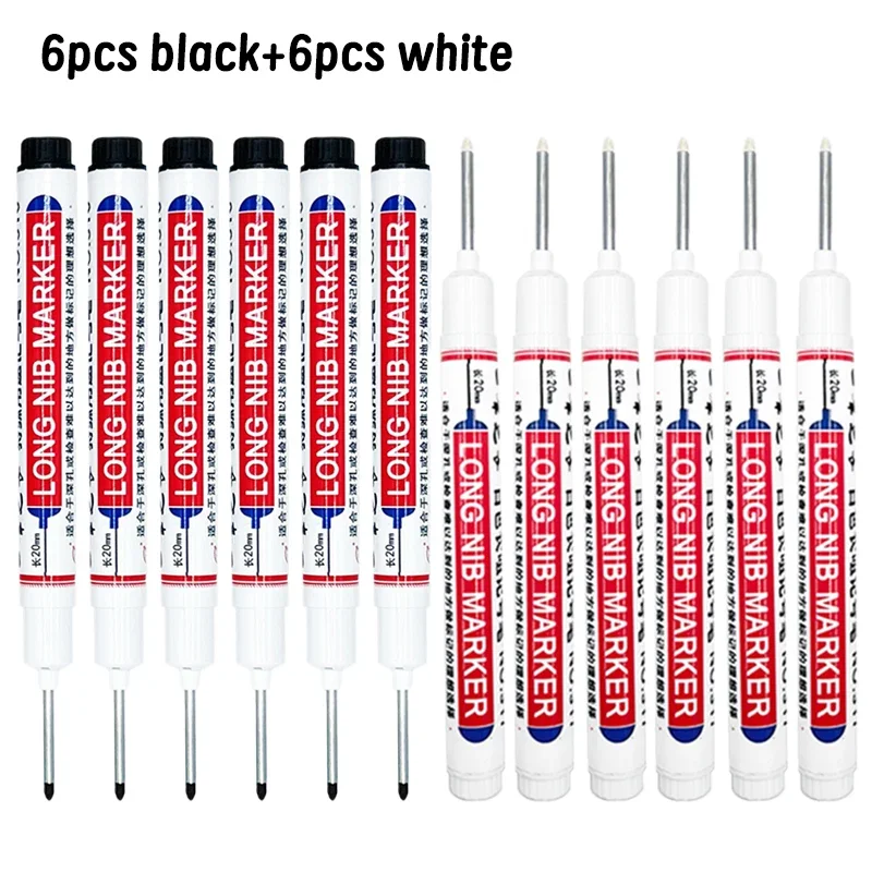 4/12 Stuks Waterdichte Lange Kop Markers Diep Gat Marker Pen Voor Metalen Timmerman Rood/Zwart/Blauw/groene Inkt Houtbewerking Gereedschap Marker