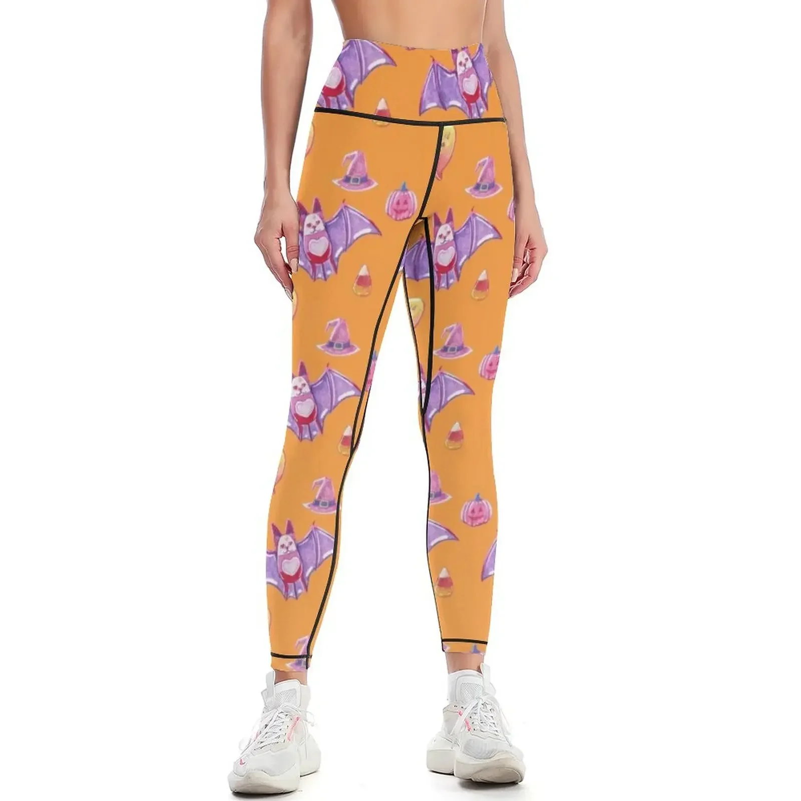 

Orange Spooky Gummies Leggings sports for Sports pants for gym's sportswear Fitness woman Womens Leggings