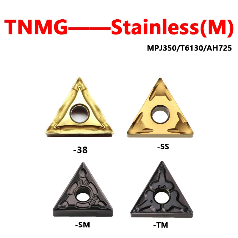 

100% Original Carbide Inserts TNMG160404 TNMG160408 38 SM SS TM AH725 TNMG160408R-S MPJ350 TNMG For Stainless Lathe Turning