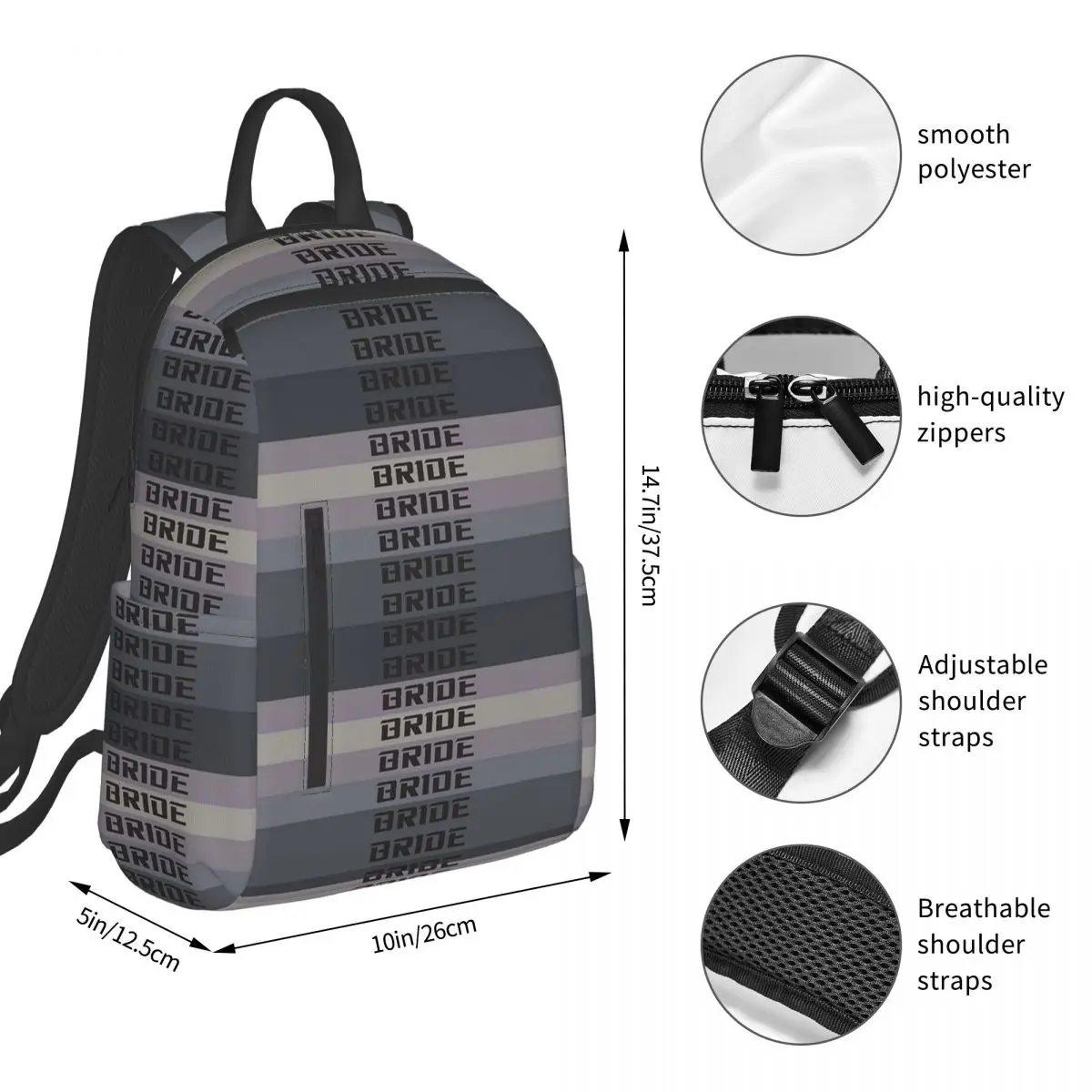 Bride Jdm Material Backpack Student BookBag Children School Bag Laptop Shoulder Bags Boys Girls