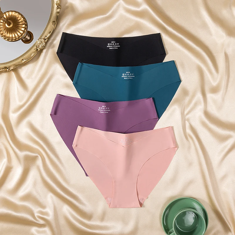 Mutandine da donna Intimo femminile senza cuciture in seta di ghiaccio Slip a vita bassa con elasticità quotidiana per donna Bikini lingerie sexy traspirante