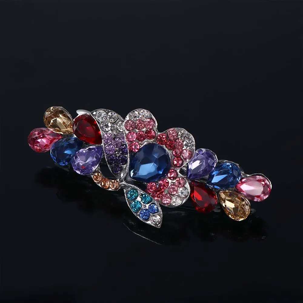 Crystal Hair Spring Clips Flower Headwear Geometric Tulip Barrettes Women Girls Sweet Ponytail Holder Hairpins Hair Accessories