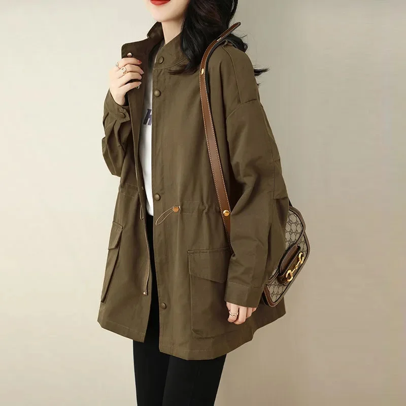 Coat Female Spring Autumn 2022 Vibe Style All-Match Latest Trendy Ins Korean Version Loose Mid-Length Casual Women Coat Printing