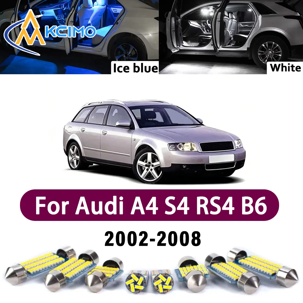 

Error Free LED Interior Light Kit for Audi A4 S4 RS4 B6 B7 Avant 2002-2008 Premium Bright Dome Trunk Mirror Reading Lamps Canbus