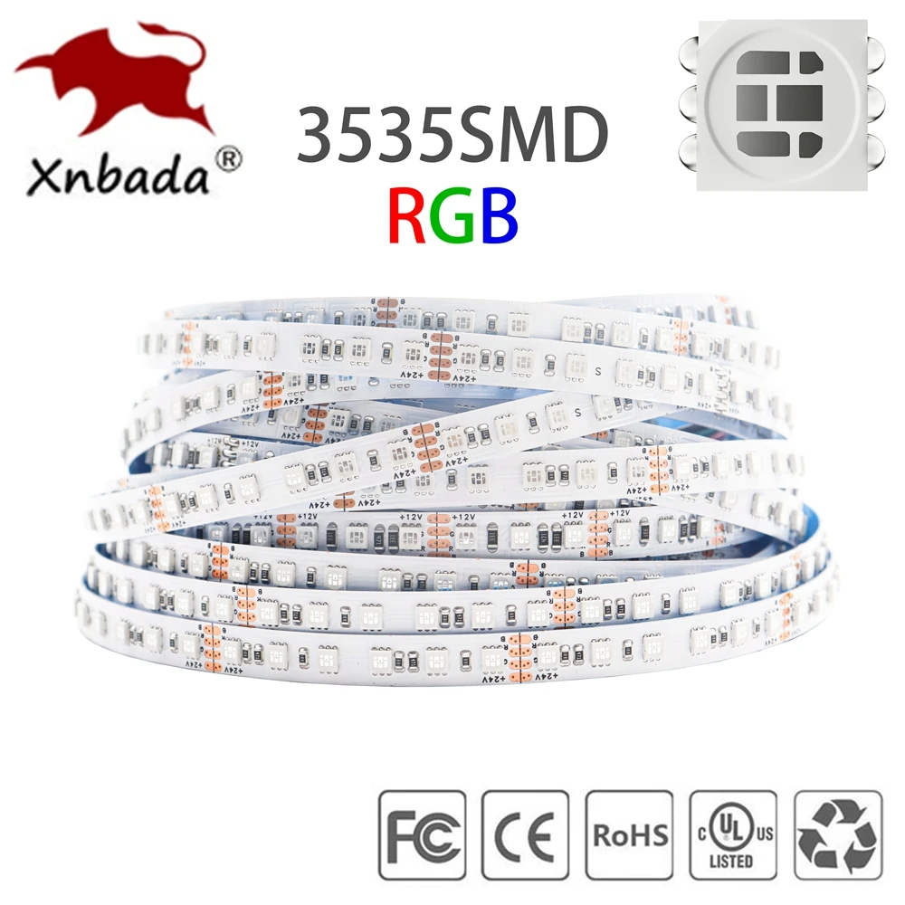 Super Bright 3535SMD RGB LED Strip Light 8mm PCB 120Leds/m Color Changeable Flexible Led Tape IP30 Home Decoration DC12V/24V