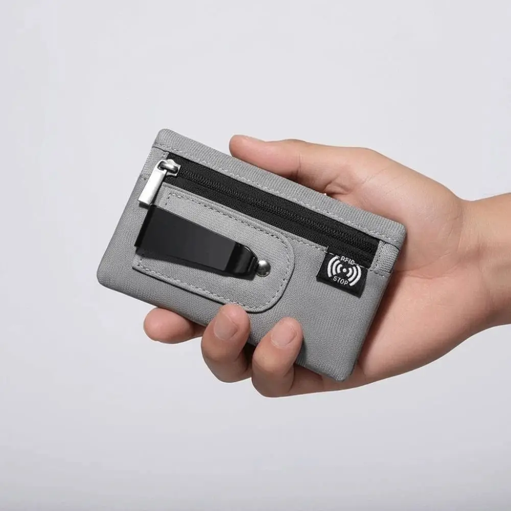 

Тонкий чехол для тайника с зажимом, антимагнитный кошелек с защитой RFID для нескольких карт, однотонная простая сумка для карт с задним зажимом для работы