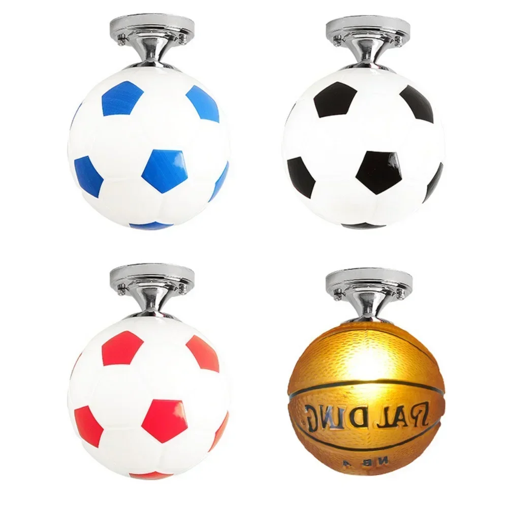 LED Football Ceiling Light 220V E27 Bar Club  Lamp Creative Kids Boy's Bedroom Decoration Sport Soccer Ball  Fixture