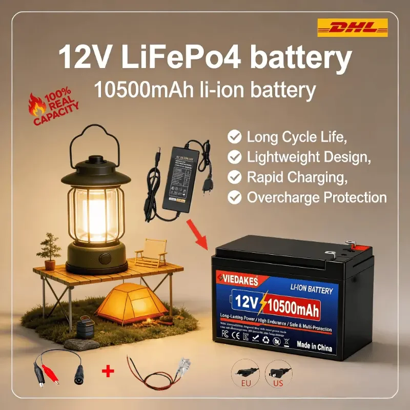 

VIEDAKES 12V Battery LiFePO4 BMS Bateria With Charger For Electric Scooter Fast Charge Long Life